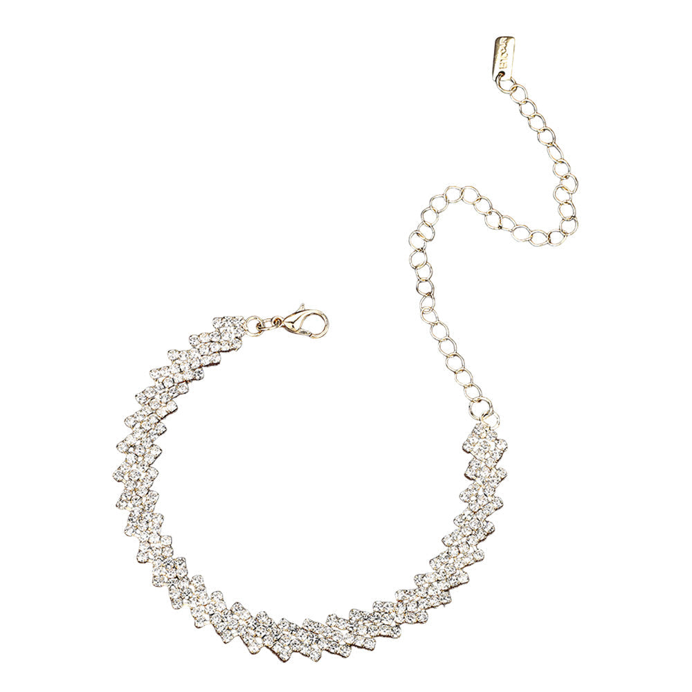 Rhinestone Paved Chain Evening Bracelet