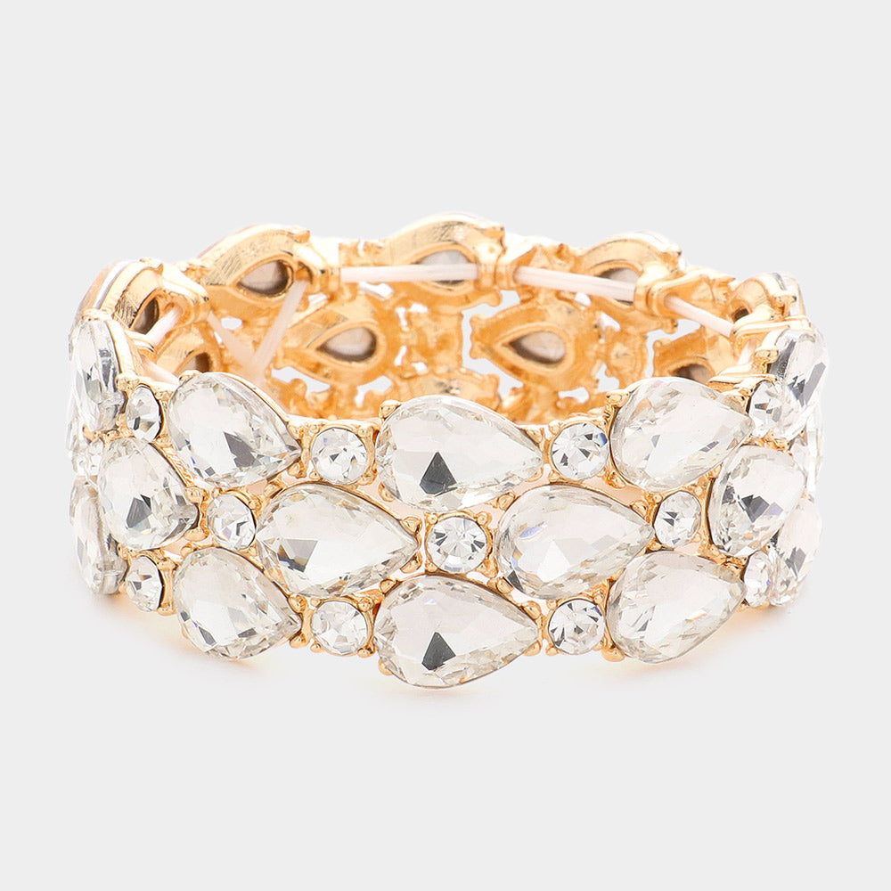 Women's Teardrop Stone Accented Stretch Evening Bracelet