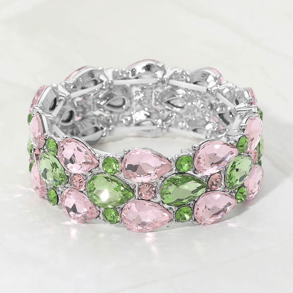 Women's Teardrop Stone Accented Stretch Evening Bracelet