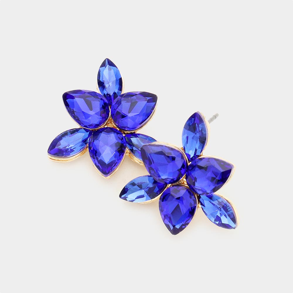 Marquise Teardrop Stone Cluster Evening Stud Earrings