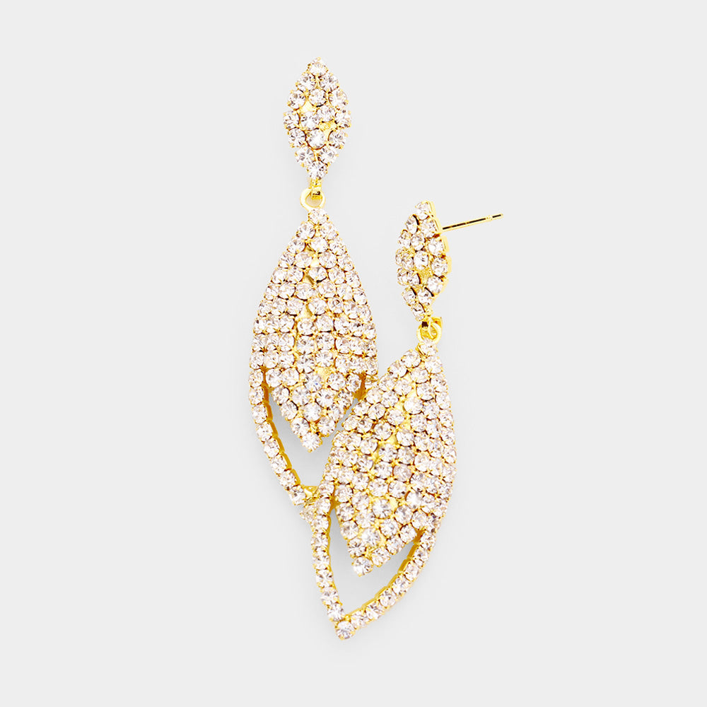 Crystal Pave Oval Evening Earrings