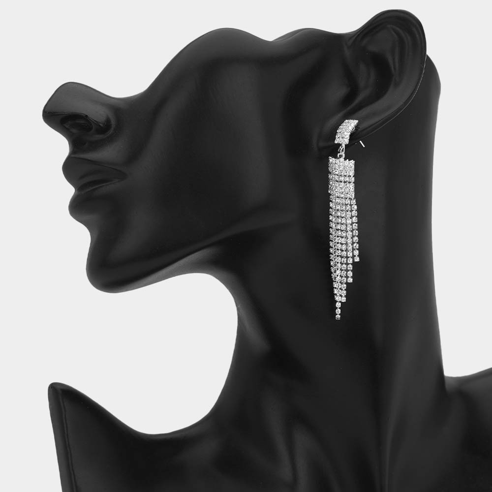 Rhinestone Pave Fringe Drop Earrings