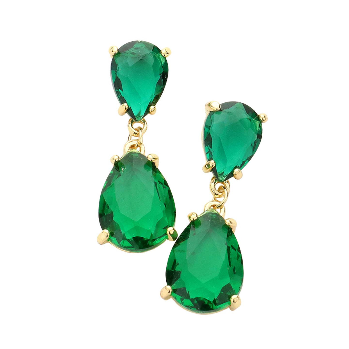 Women's Double Teardrop Link Dangle Evening Earrings