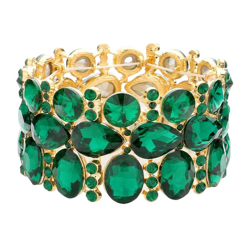 Women's Multi Stone Cluster Evening Stretch Bracelet