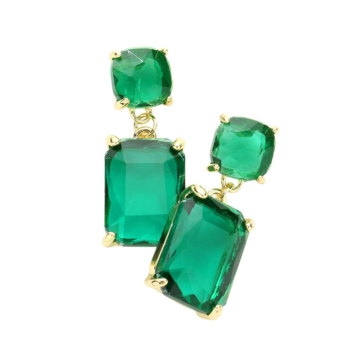 Women's Square Rectangle Link Dangle Evening Earrings