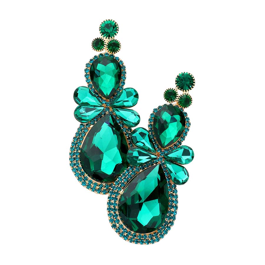 Teardrop Accented Dangle Evening Earrings