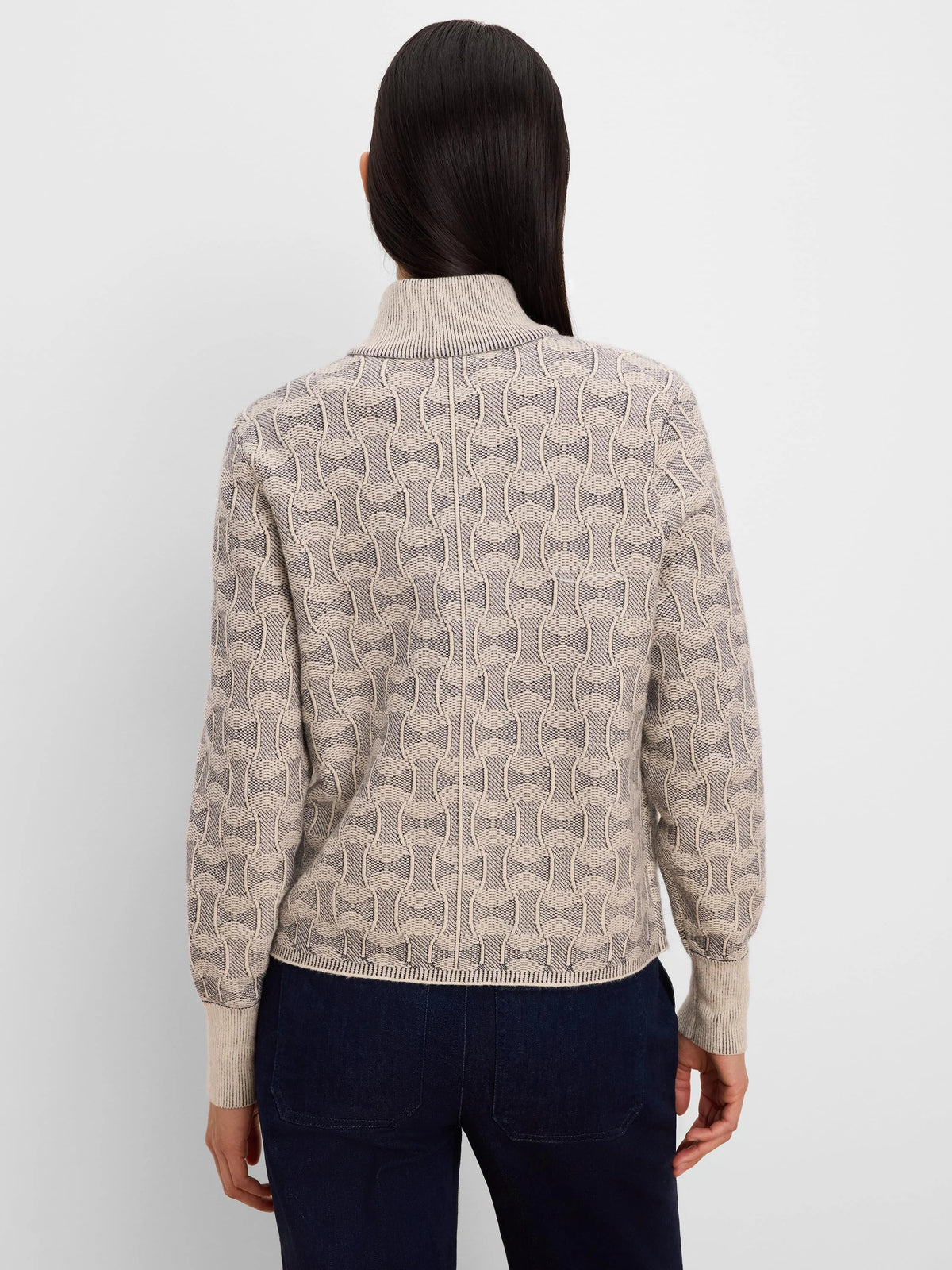 Dapper Swirl Knit Jacket, back view with ribbed hem and cuffs