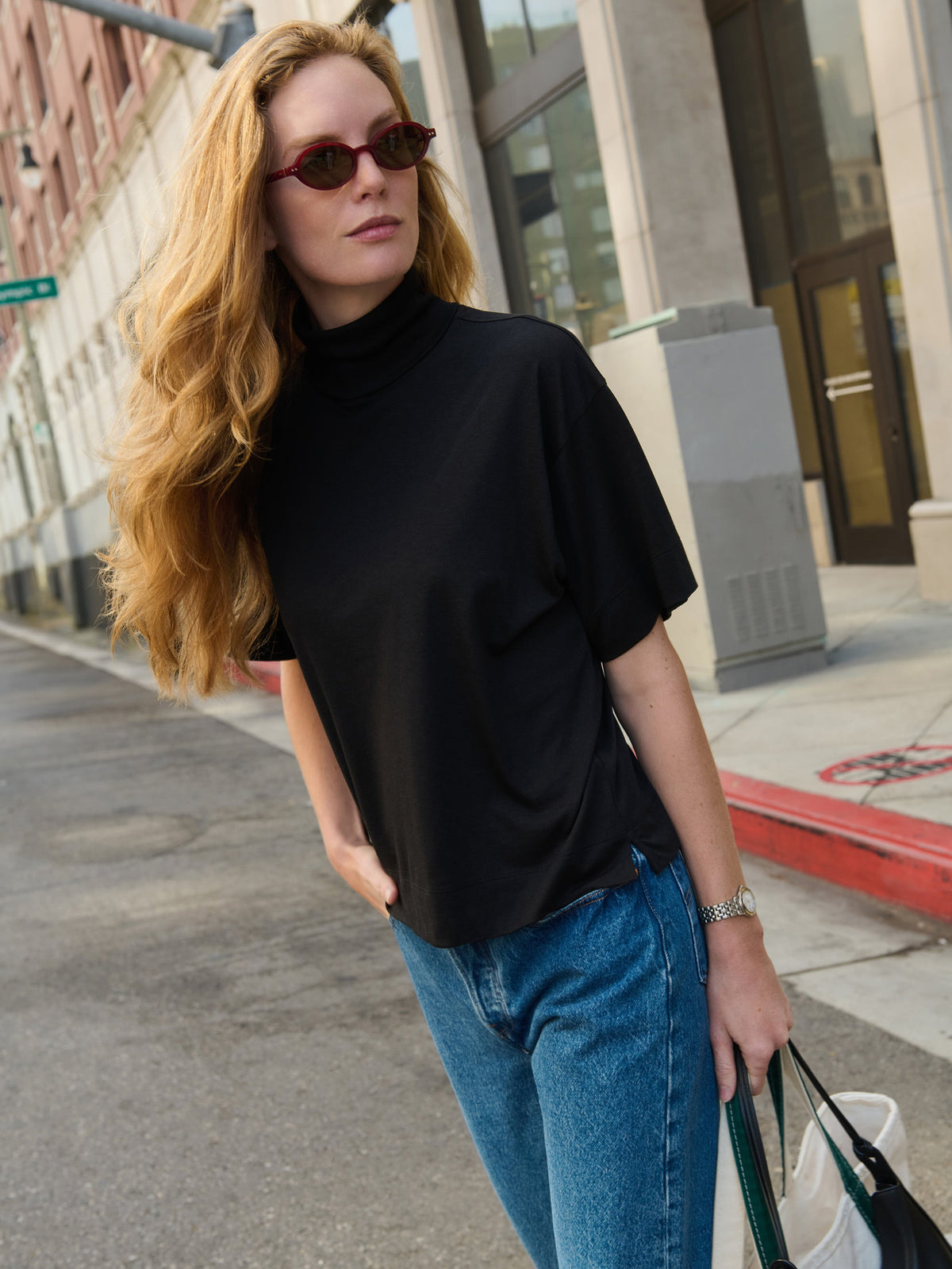 Fable Turtleneck Tee in jet black