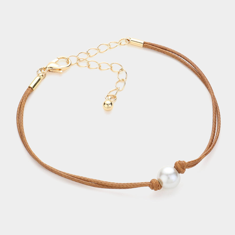 Pearl Pointed Wax Rope Bracelet