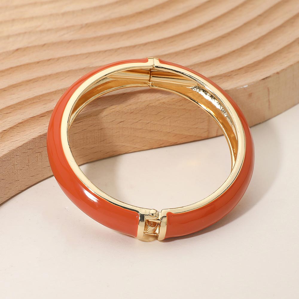 Enamel Inlay Hinged Bangle Bracelet