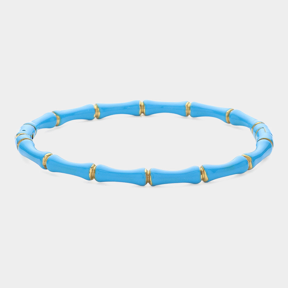 Enamel Bamboo Hinged Bangle Bracelet