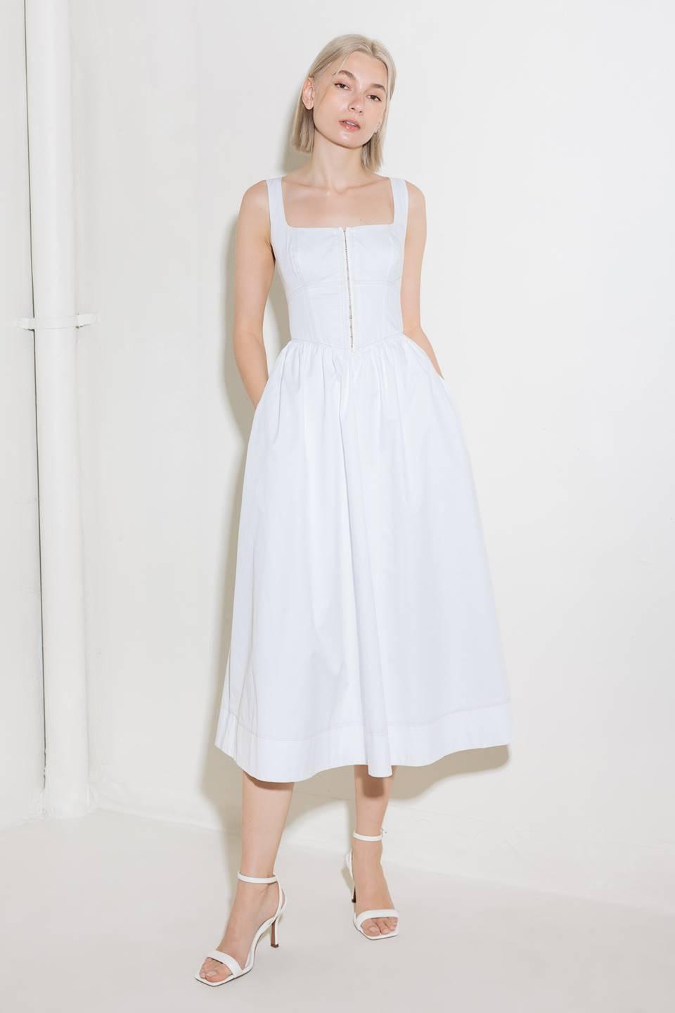 CATCH THE SUN IN WHITE WOVEN MIDI DRESS