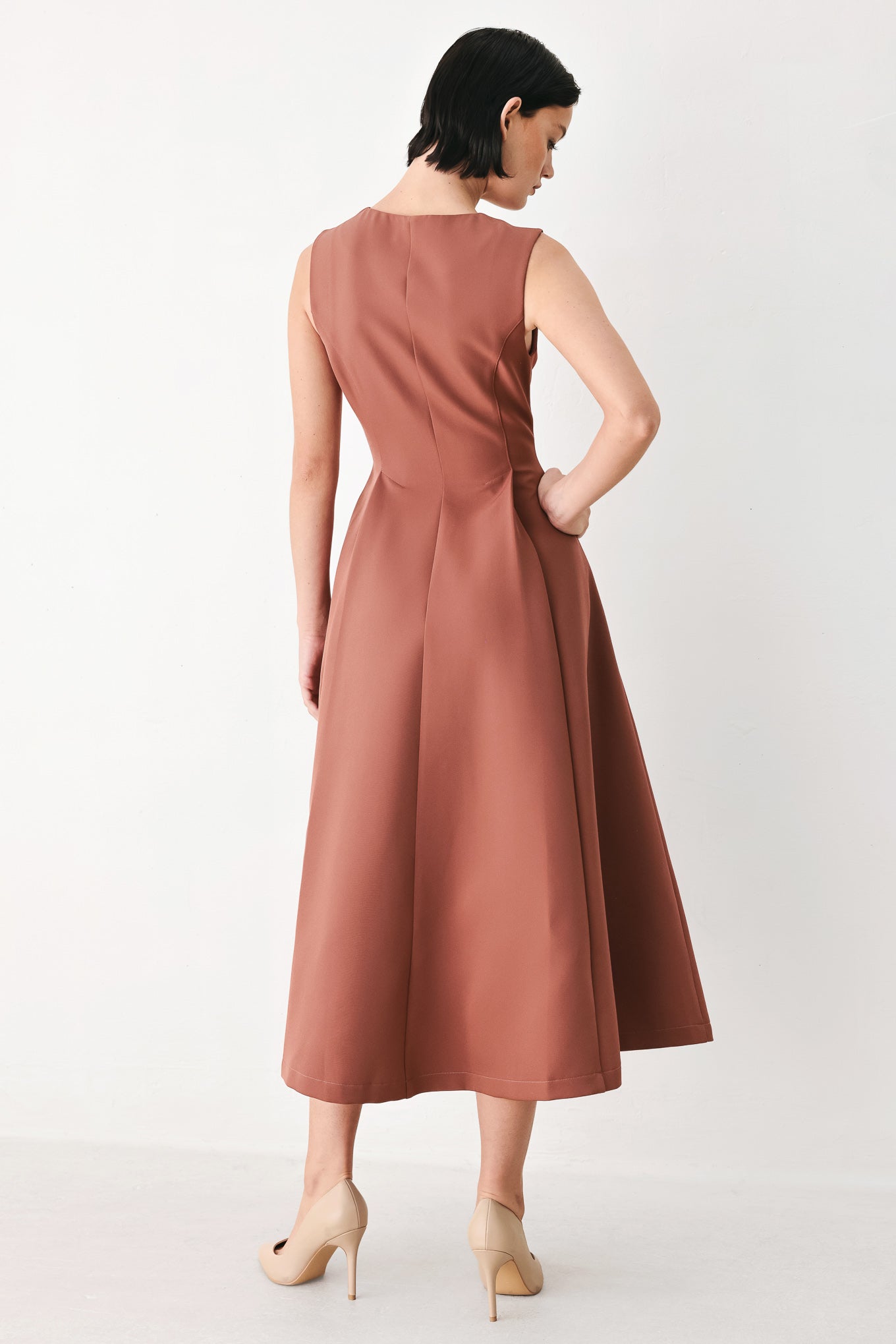 CLAY MODERN SWAY WOVEN MIDI DRESS