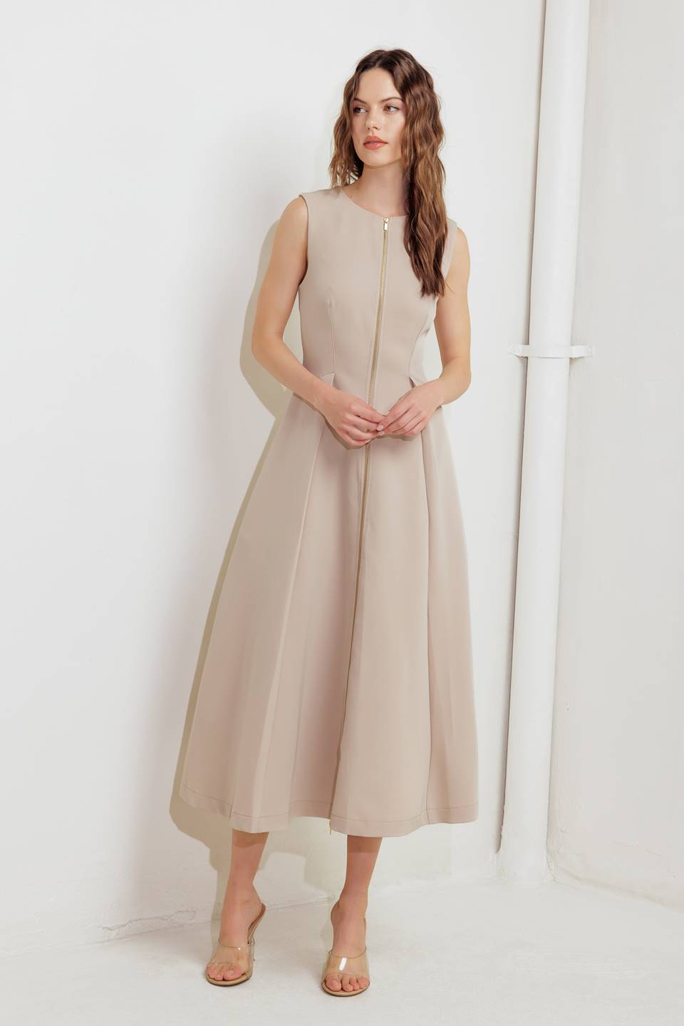 CLAY MODERN SWAY WOVEN MIDI DRESS