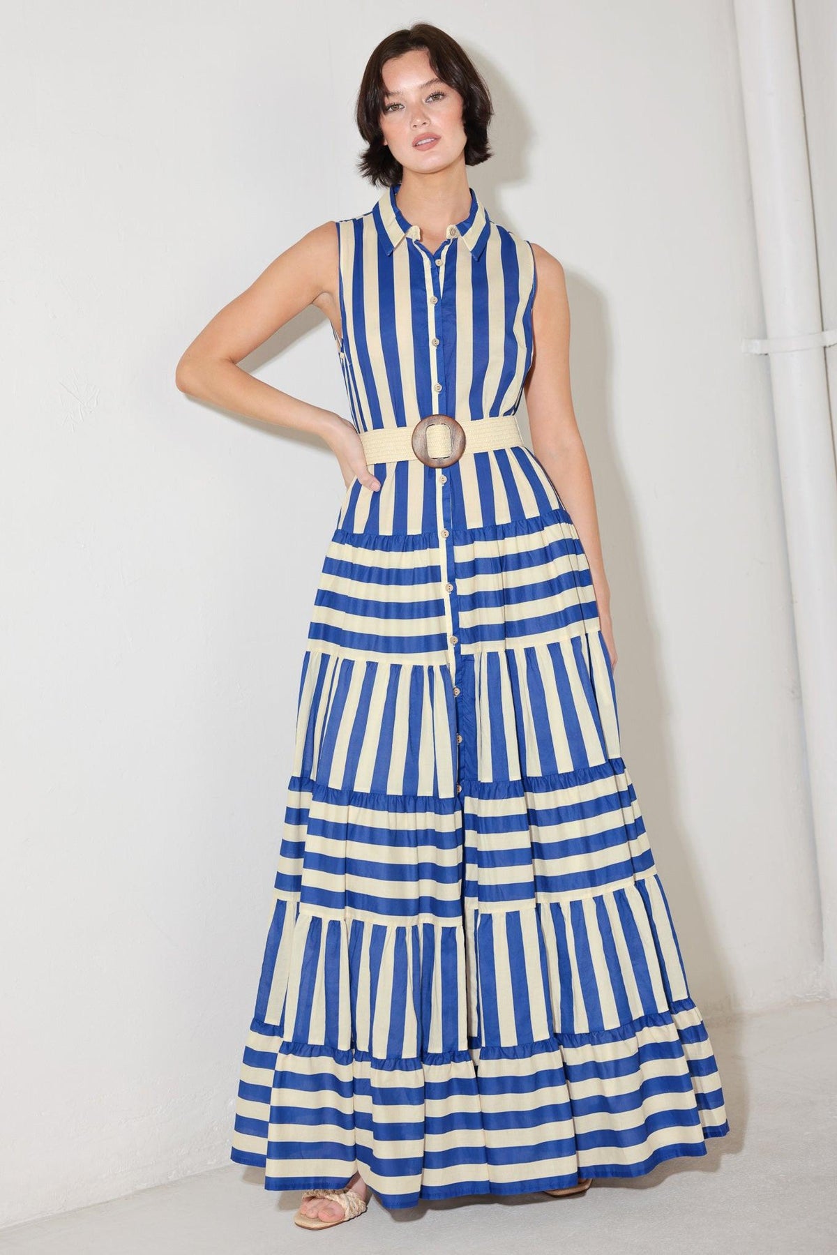SUNSET BOARDWALK STRIP MAXI DRESS
