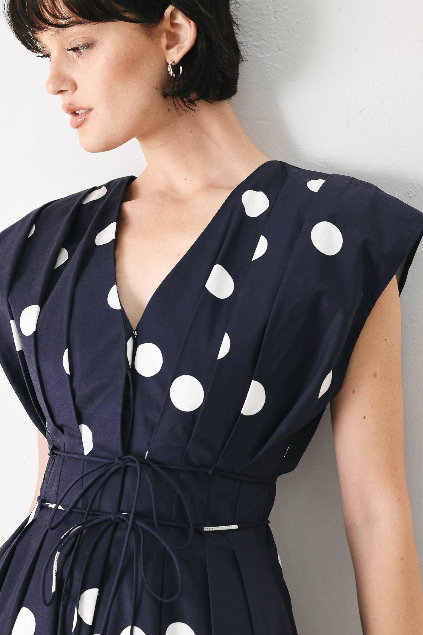 BLUE MOON DOT WOVEN MIDI DRESS