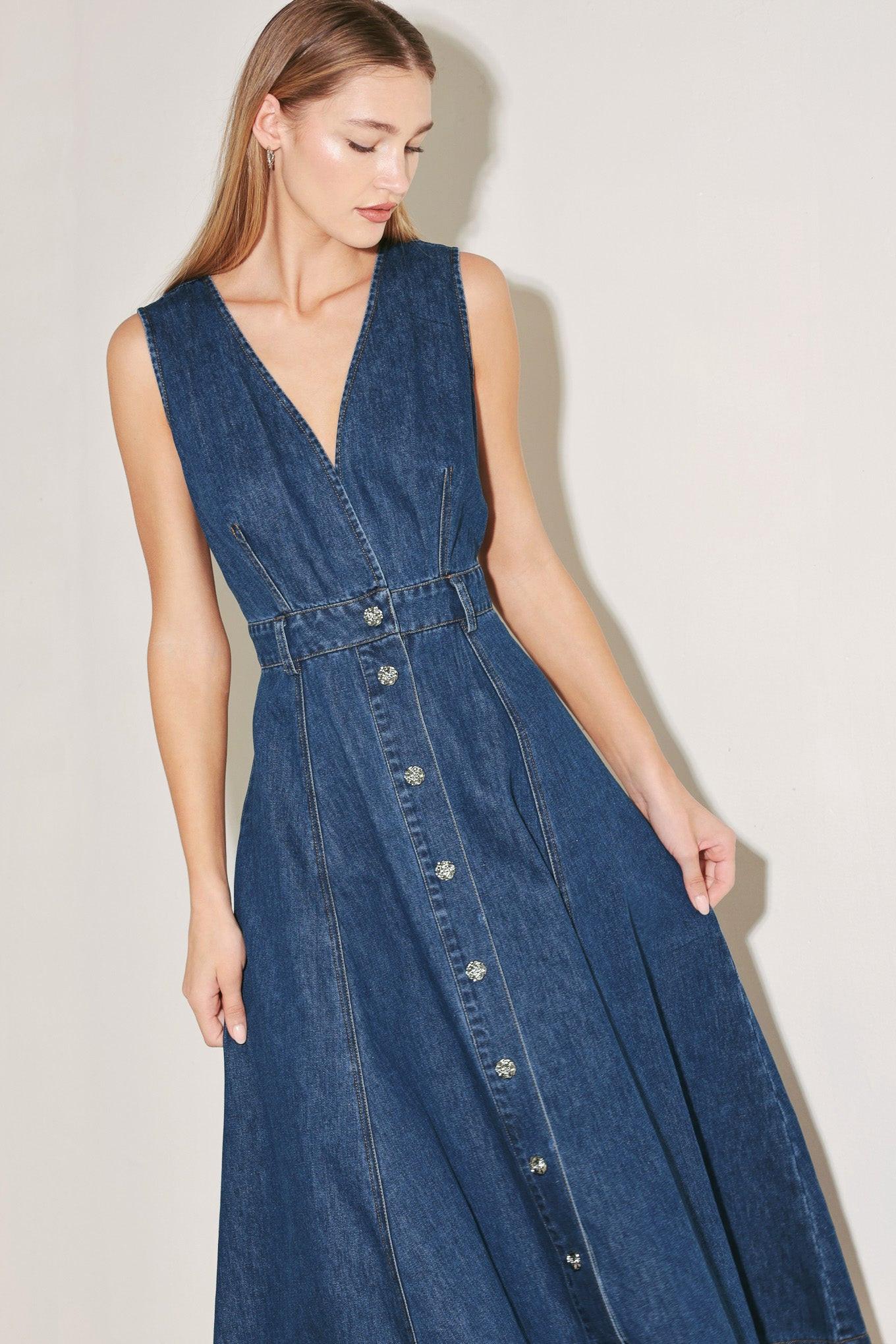 PARIS IN DENIM MIDI DRESS