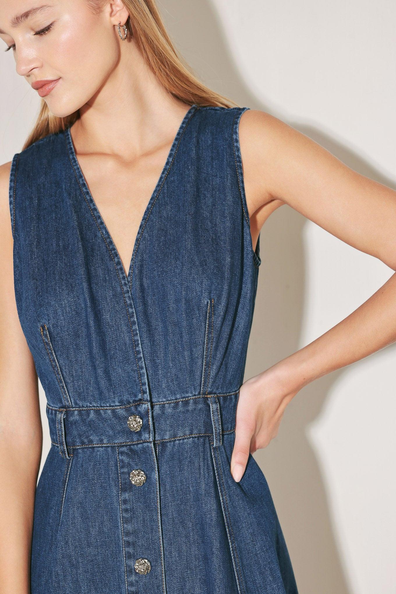 PARIS IN DENIM MIDI DRESS