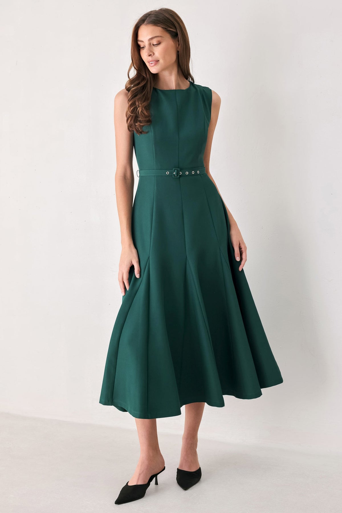 HAZELNUT BALLET WOVEN MIDI DRESS