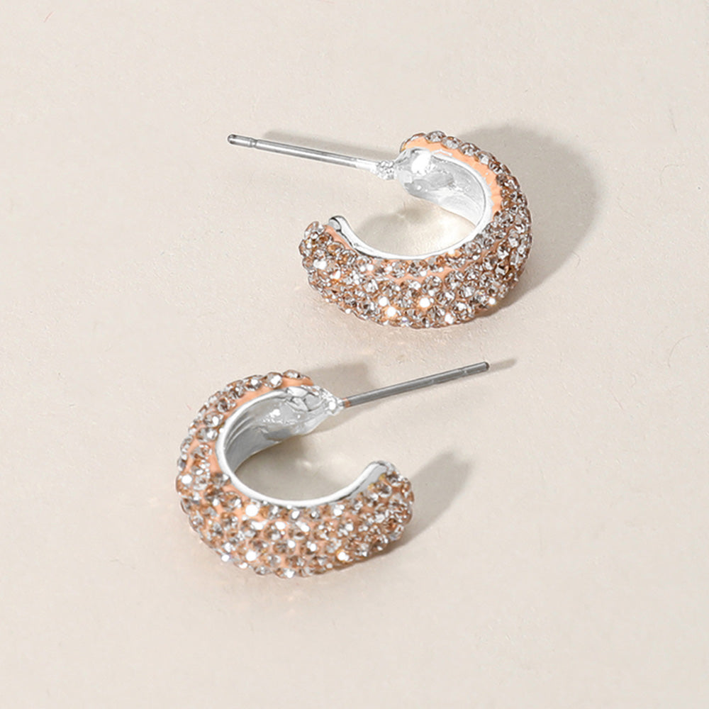 18K Gold Dipped Bling Stone Studded Mini Hoop Earrings