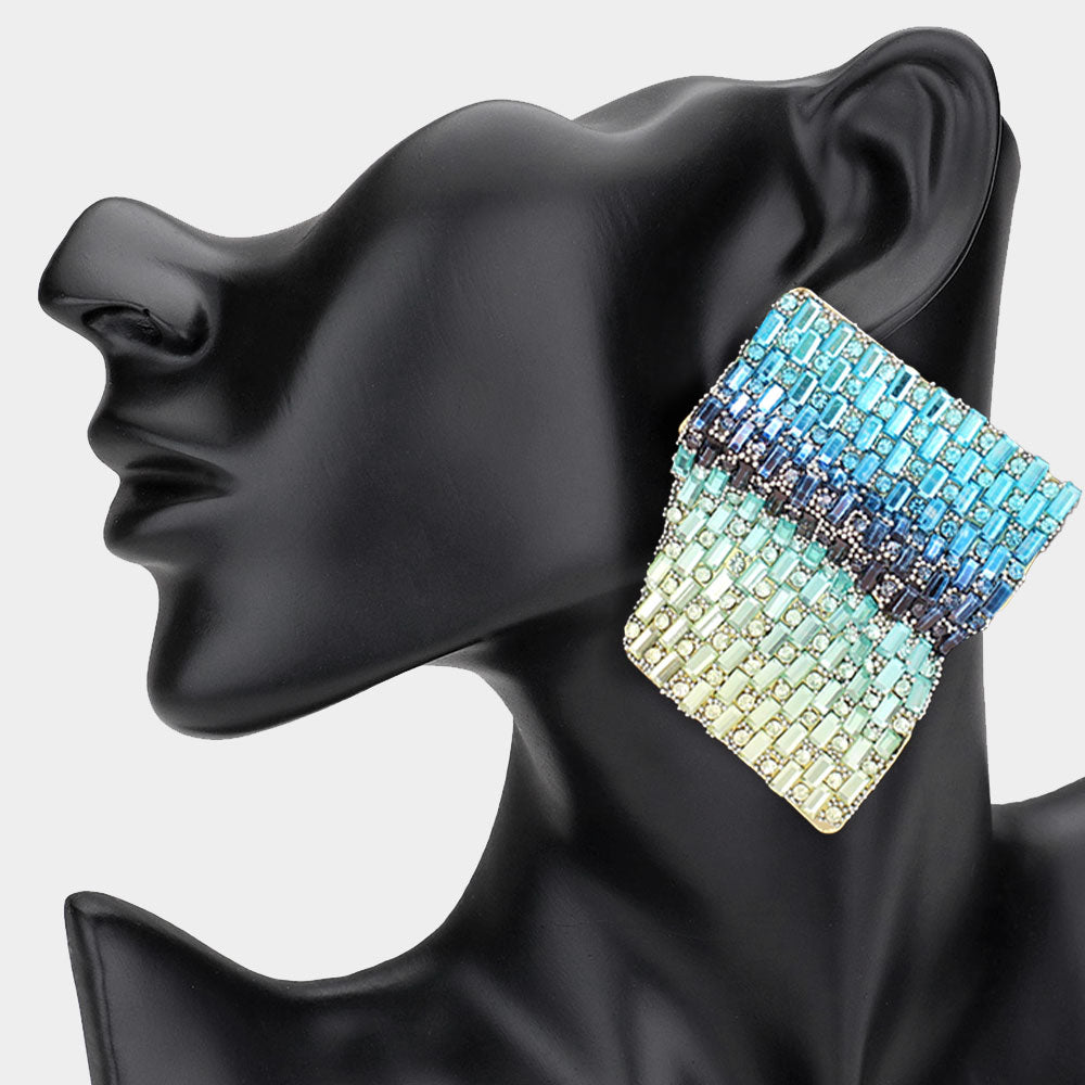 Bold Bling Studded Abstract Plate Earrings