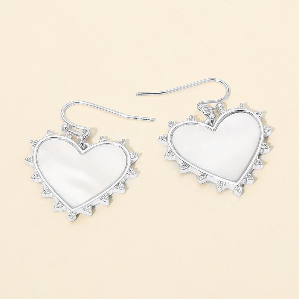 Mother of Pearl Heart Drop Earrings