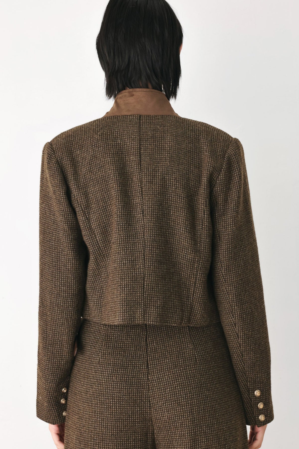 HERITAGE CHARM HOUNDSTOOTH CROP JACKET