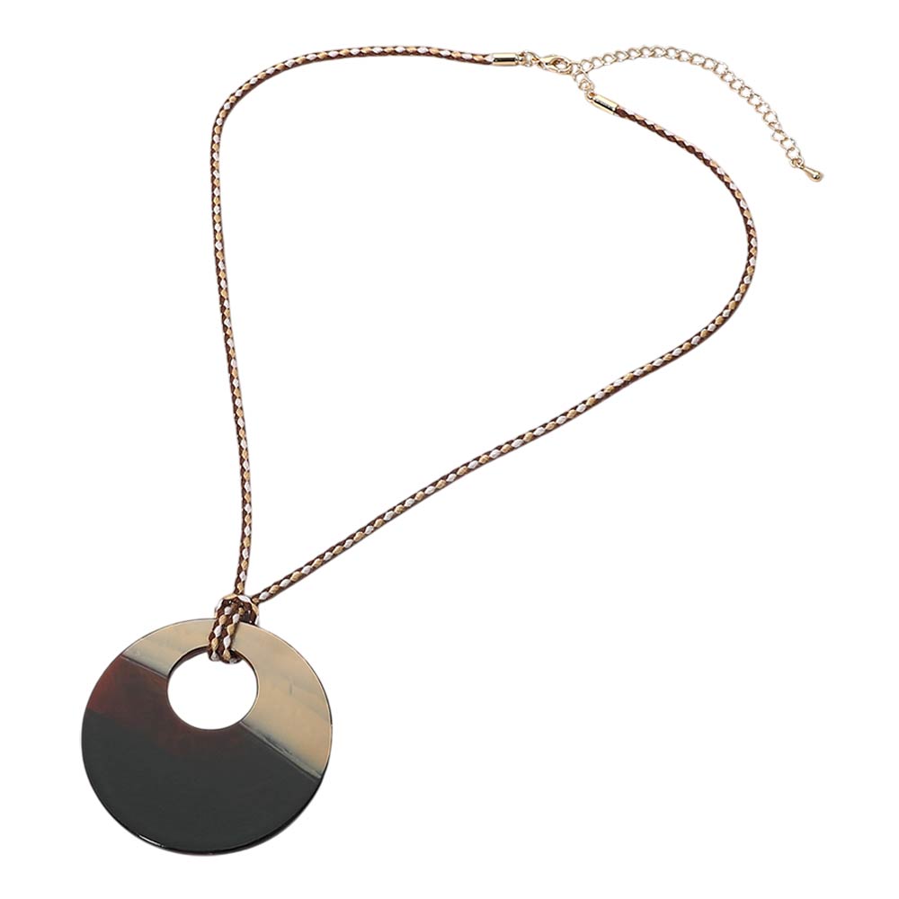 Resin Ring Pendant Cord Necklace