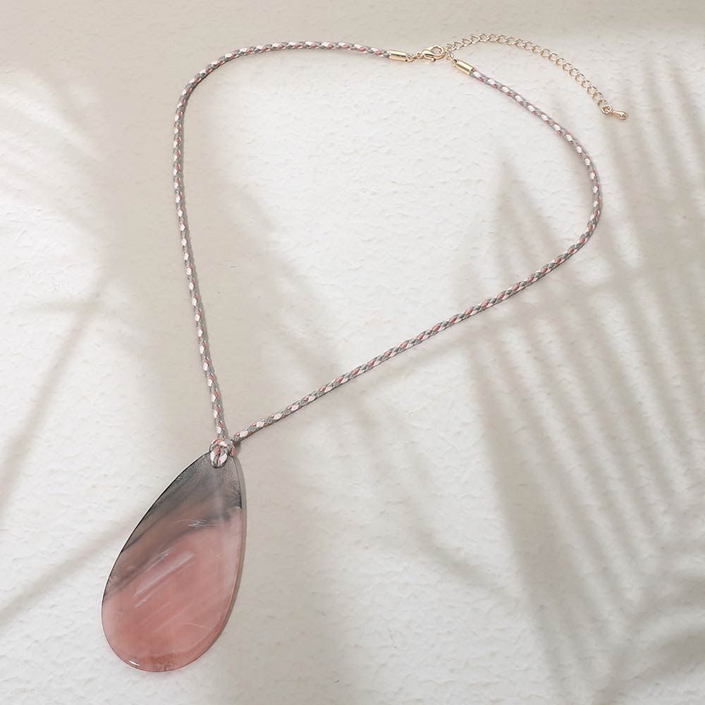 Resin Teradrop Pendant Cord Necklace