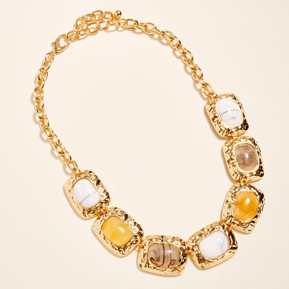 CaboChon Accent Plate Link Statement Necklace