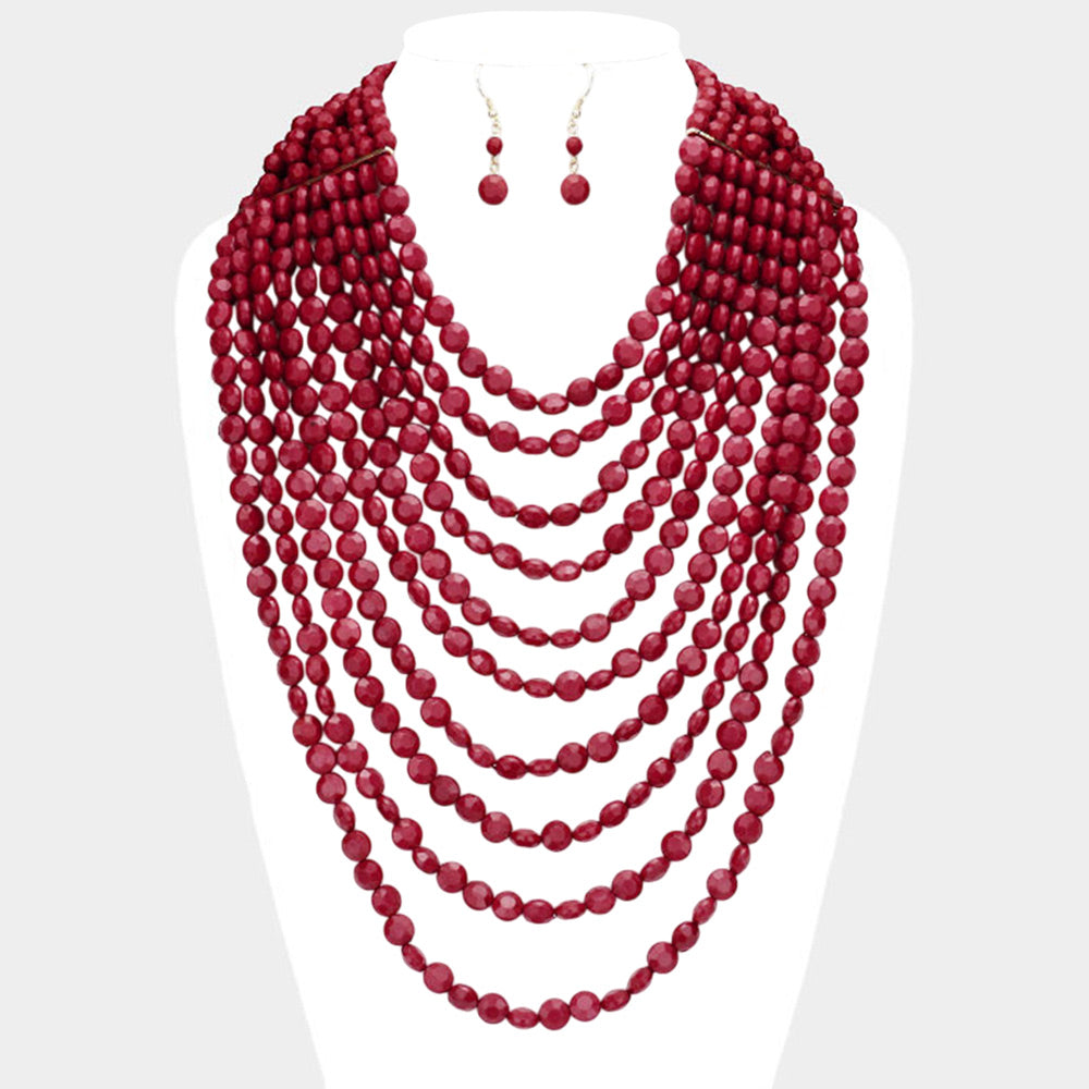 Multi Strand Faceted Beaded Necklace