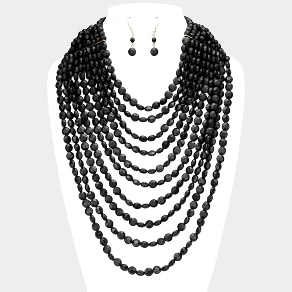 Multi Strand Faceted Beaded Necklace