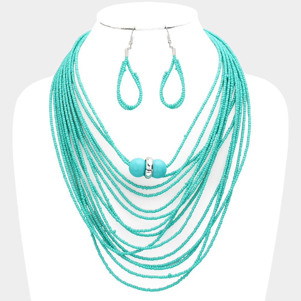 Seed Beaded Bib Necklace