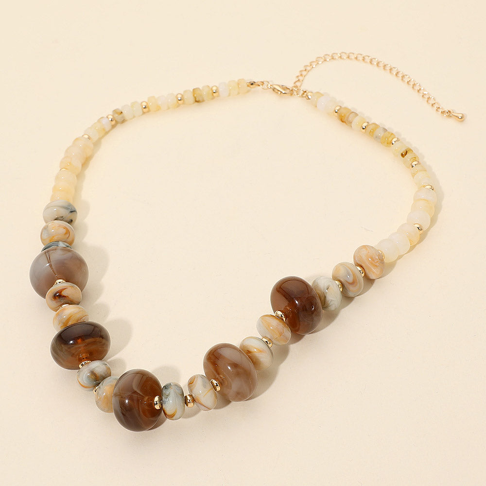Women's Chunky Marbled Round Beaded Statement Necklace