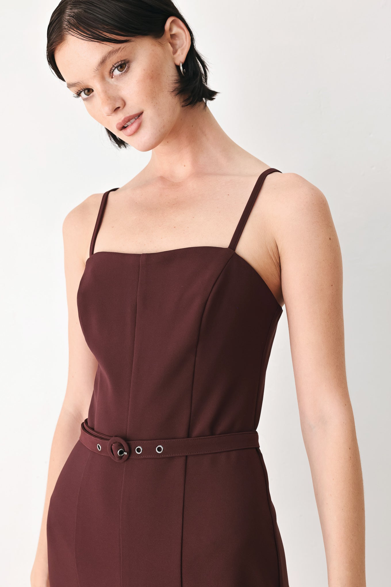 BURGUNDY MODERN MUSE WOVEN JUMPSUIT