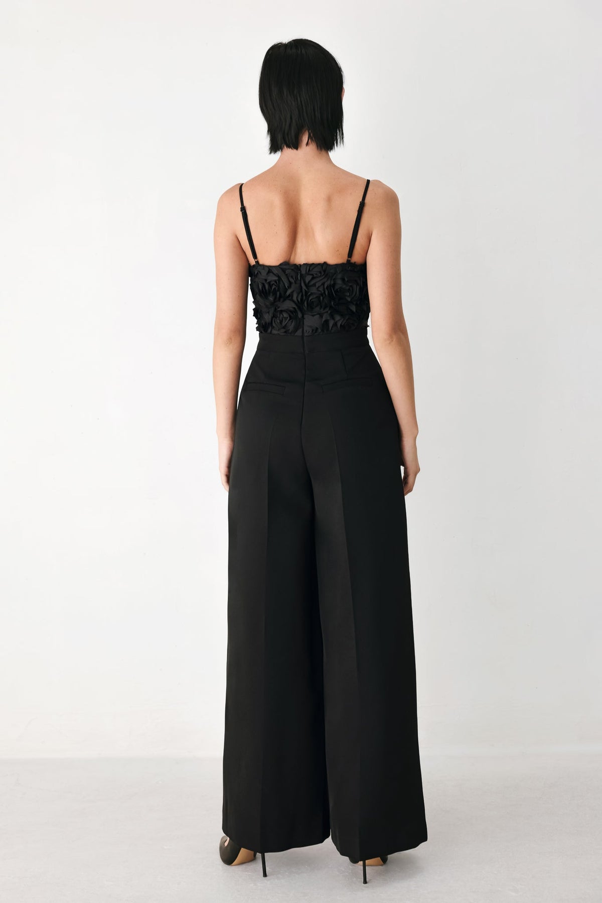 ROSE ALL NIGHT ROSETTE WIDE LEG JUMPSUIT