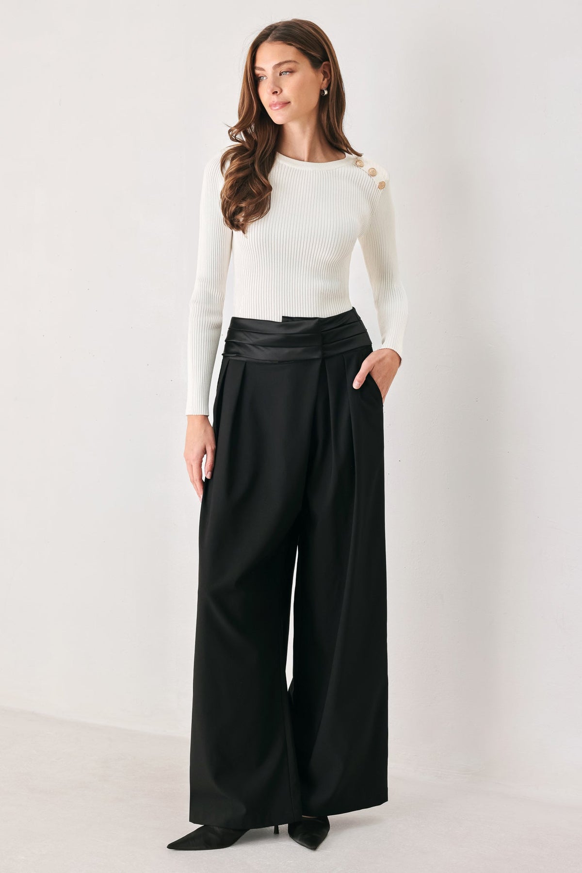 TUX REBEL BLACK HIGH-WAIST BARREL PANTS