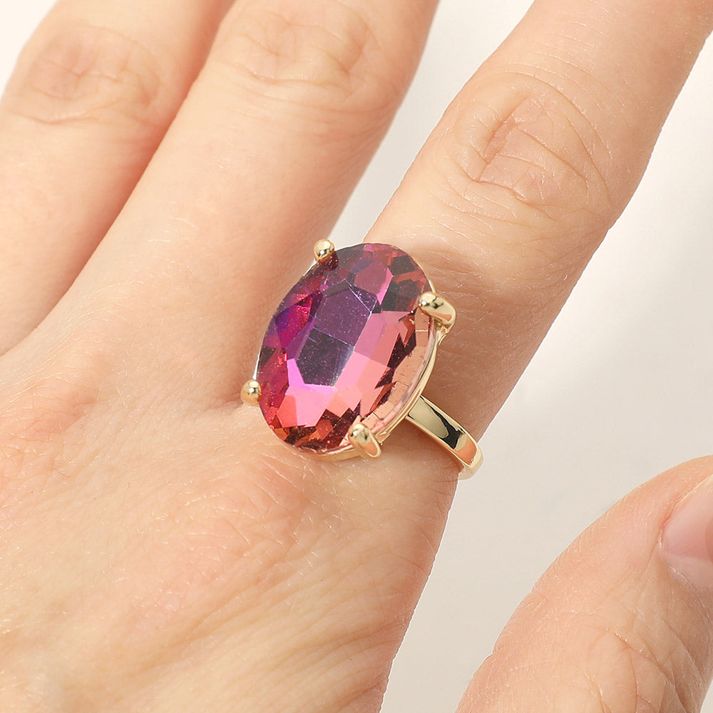 Women's Bold Oval Stone Cluster Accent Adjustable Ring