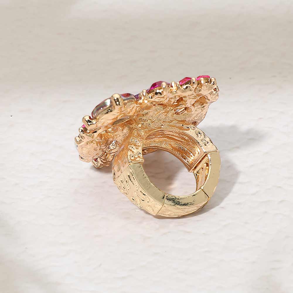 Heart Crystal Cluster Embellished Statement Stretch Ring