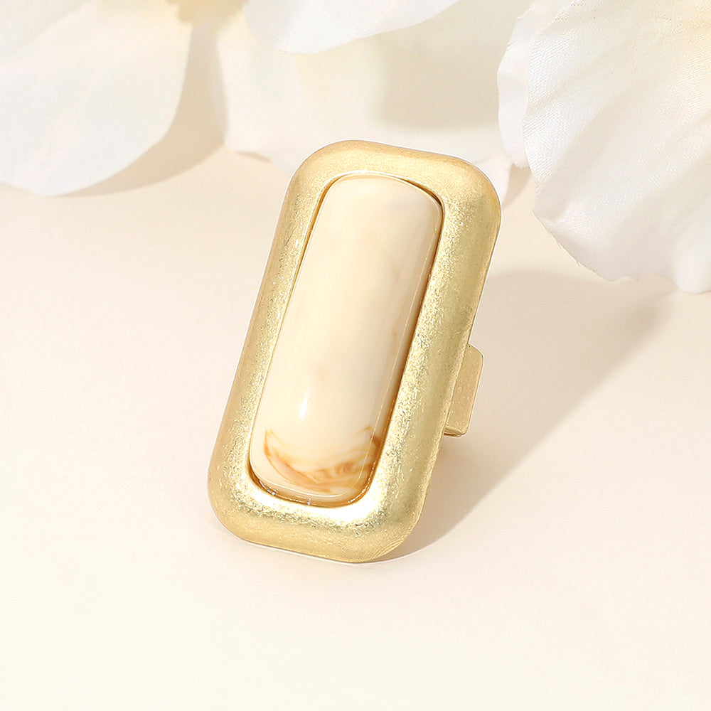 Bold Rectangular Natural Stone Stretch Ring