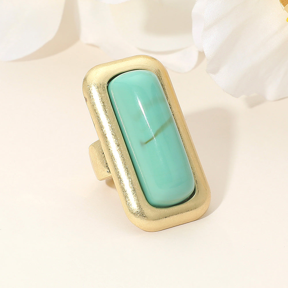 Bold Rectangular Natural Stone Stretch Ring
