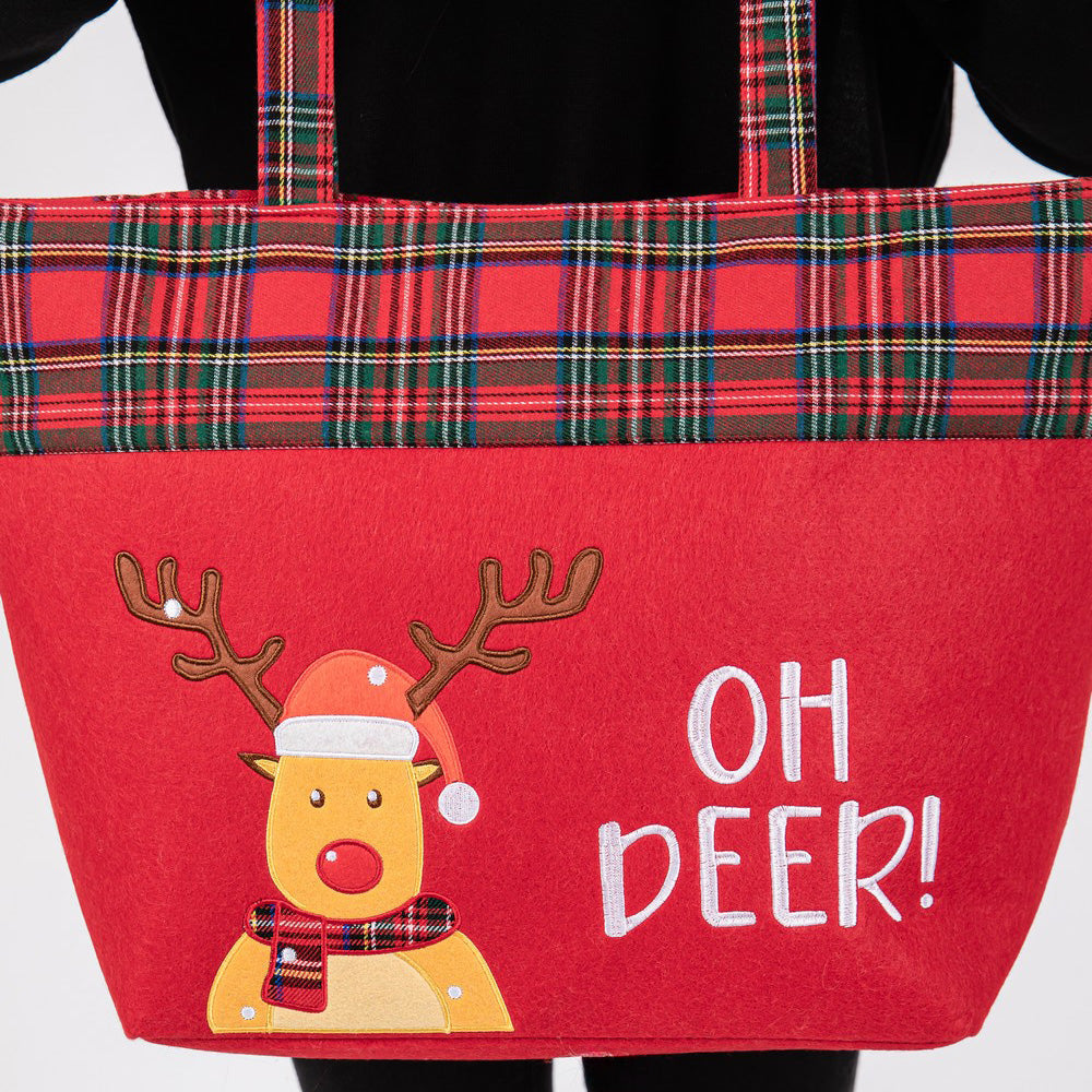 Oh Deer Letter Reindeer Christmas Tote Bag