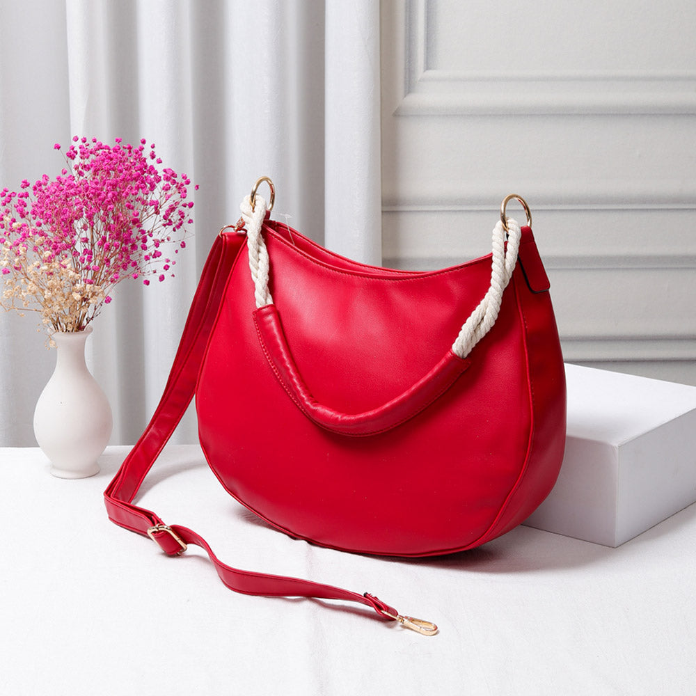 Solid Faux Leather Shoulder Crossbody Bag