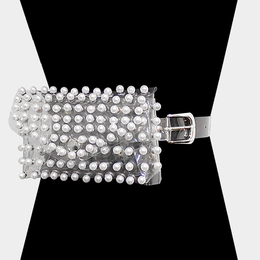 Pearl Transparent Fanny Pack / Belt / Clutch Bag