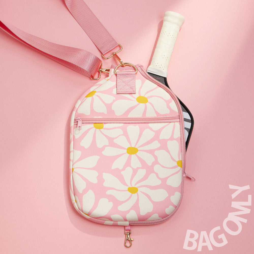 Daisy Flower Pattern Neoprene Pickleball Paddle Case Bag
