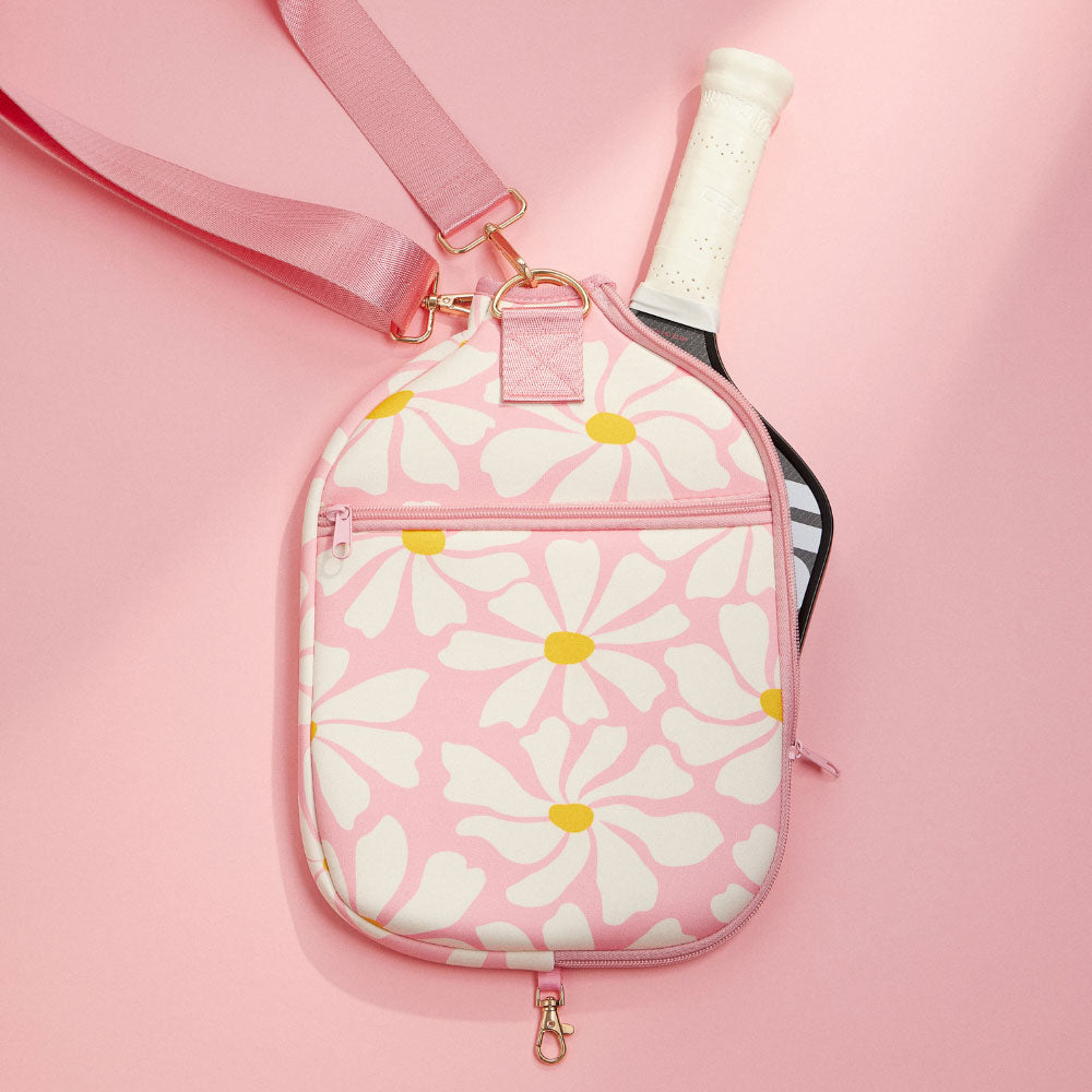 Daisy Flower Pattern Neoprene Pickleball Paddle Case Bag