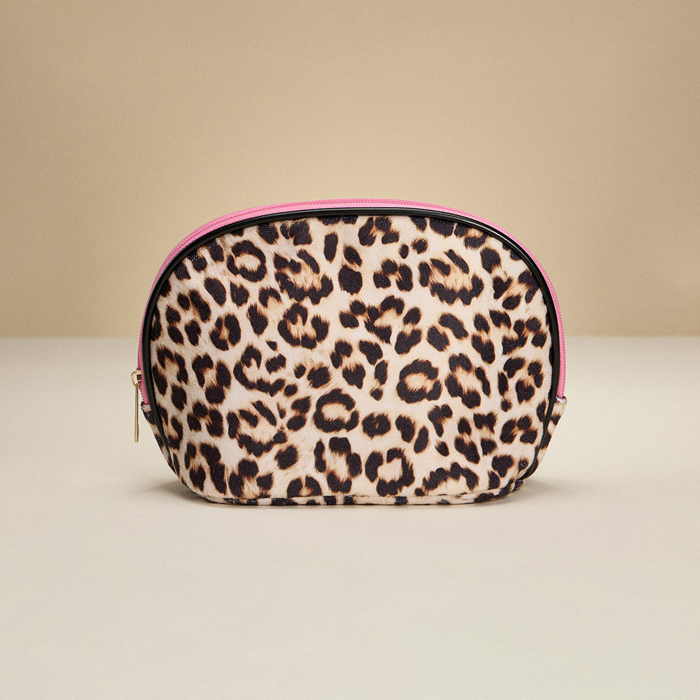 Leopard Pattern Print Cosmetic Pouch Bag Organizer