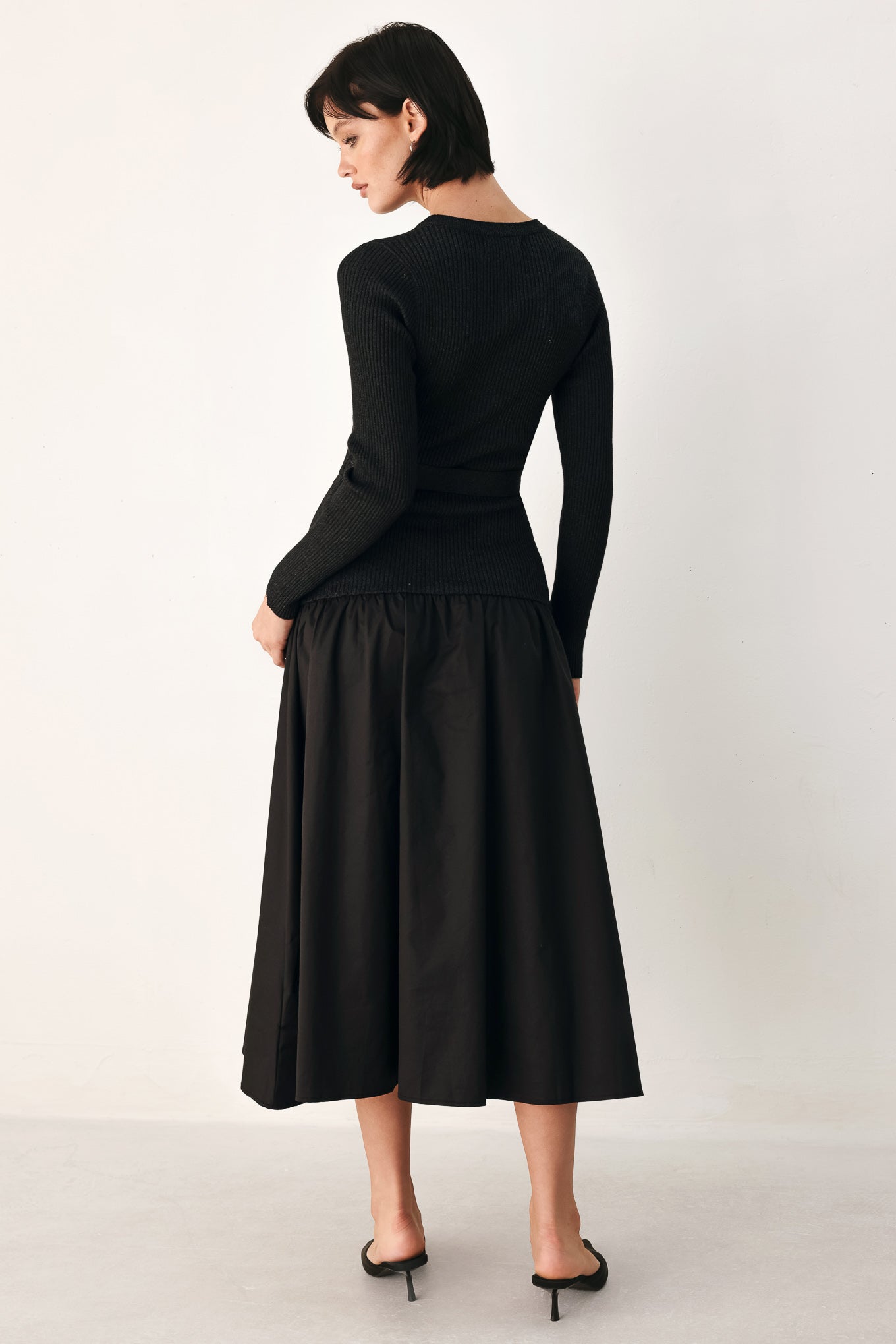 CITY AFTER DARK MIXED MEDIA MIDI DRESS