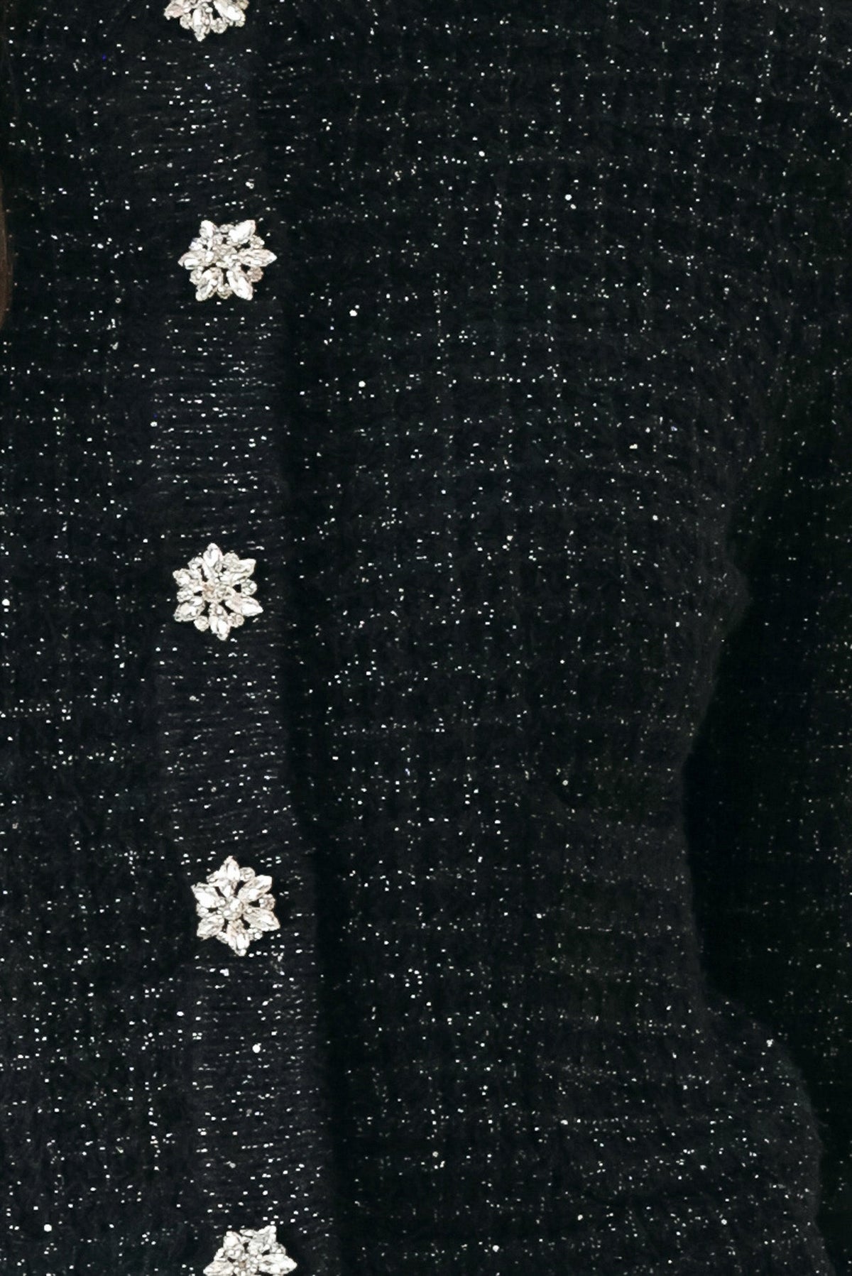 JEWELED MIDNIGHT BLACK BUTTON-DOWN SWEATER CARDIGAN