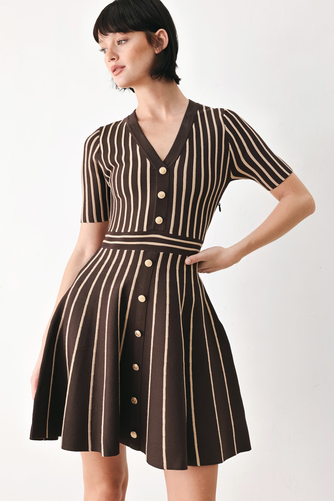 BROWN PARLOR MELODY SWEATER MINI DRESS